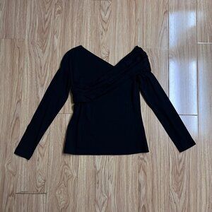 NWOT* GATHERED OFF-THE-SHOULDER ASYMMETRIC TOP | M, Black